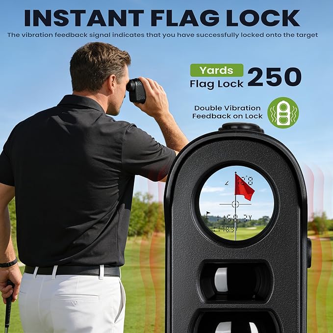VXF Range Finder Golf, with Flag Lock Vibration (Class 1 Safe Laser), 6.5X Magnification, USB-C Rechargeable (Golf Accessories for Men)