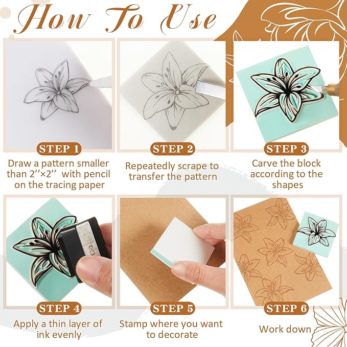 Frienda 12 Pcs 2" x 2" Rubber Carving Blocks Linoleum Blocks - Image 4