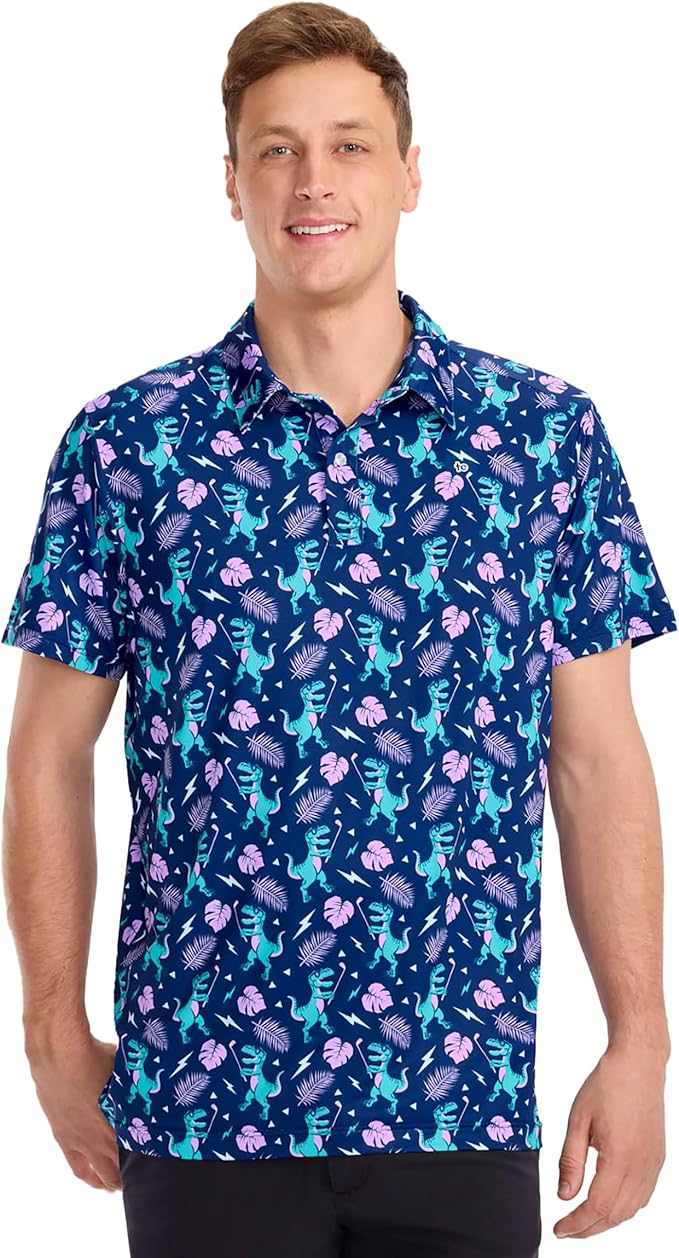 Tipsy Elves Men's Performance Golf Shirt - 4-Way Stretch, Quick Dry, Athletic Cut - Golf Polo