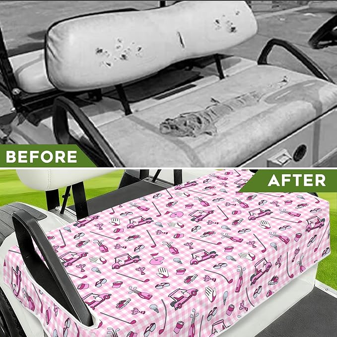 Golf Cart Seat Covers Club Car Golf Cart Accessories for Men Women Golf Carts Seat Towel Blanket 2-Seat Golf Cart Decorations