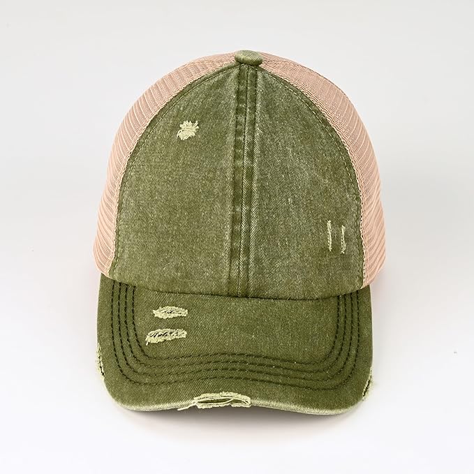 C.C Ponycap Messy High Bun Ponytail Adjustable Glitter Mesh Trucker Baseball Cap