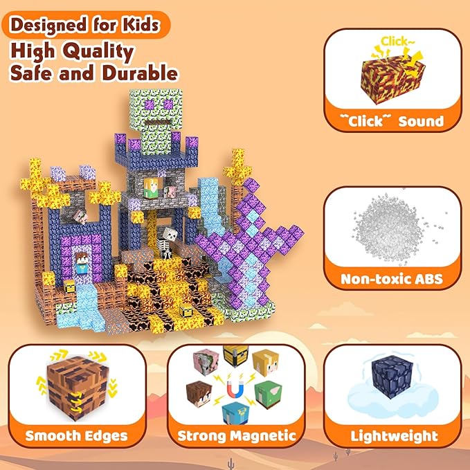 Magnetic Blocks, Magnetic Tiles Building Blocks, Magnet Cubes STEM Sensory Game - Image 5