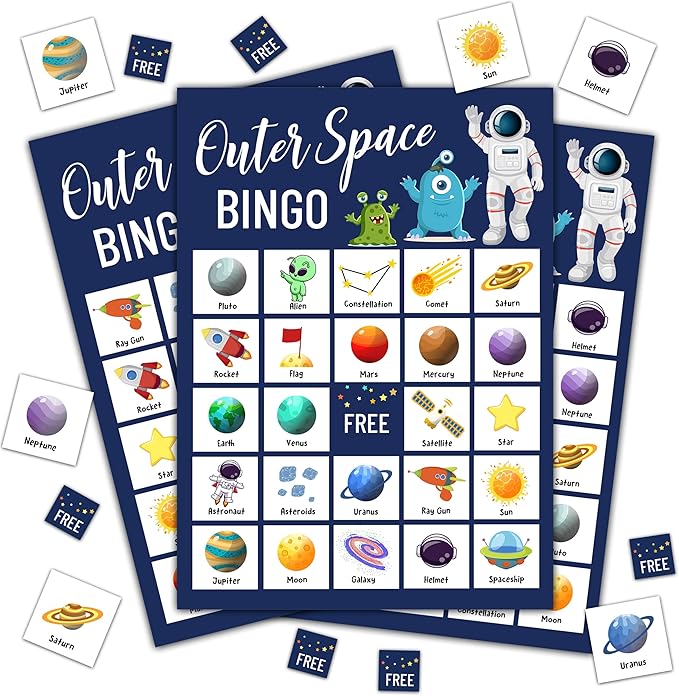 Space Bingo Game for 24 Players by Disfuco