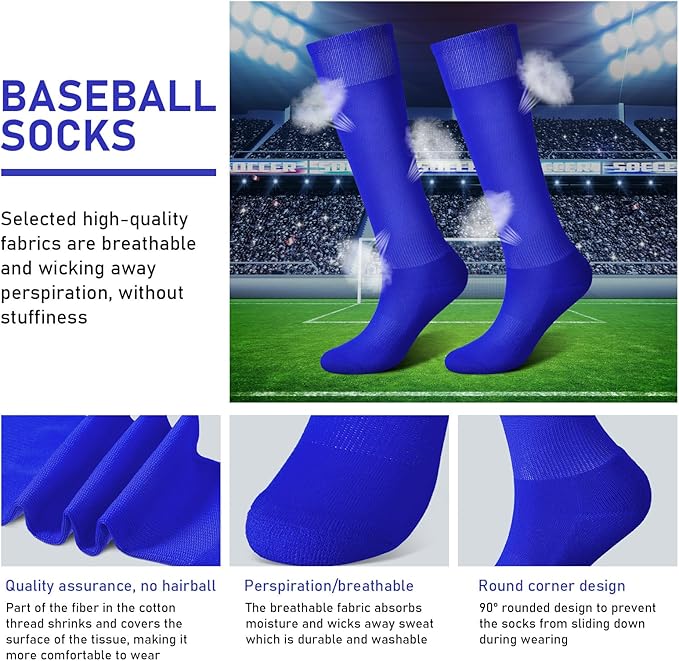 Zhanmai Baseball Belt and Socks Combo, Adjustable Elastic Belt and Softball Socks, Multiple Sizes for Youth Boys Girls, Adult