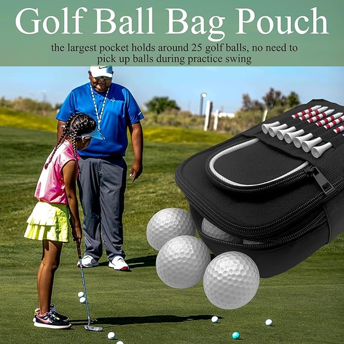 Golf Valuables Pouch, Golf Ball Bag, Golfer Portable Organizer, Large Golf Accessories Pouch for Gadgets, Like Balls, Tees, Market - Golf Gift for Men and Women (White/Red Edge) (White Edge)