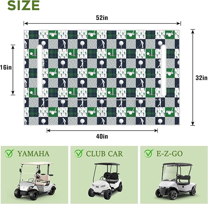 Golf Cart Seat Covers Club Car Golf Cart Accessories 4 Pockets Golf Carts Seat Towel Blanket for Men Women Golf Cart Decor