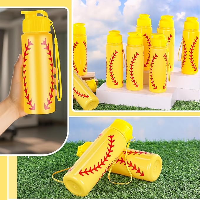 Olgaa 16 Pcs Softball Water Bottle Bulk 20 oz Softball Reusable Water Drink Bottles Sports Soft ball Accessories for Party Favor Players Lovers Team Gifts