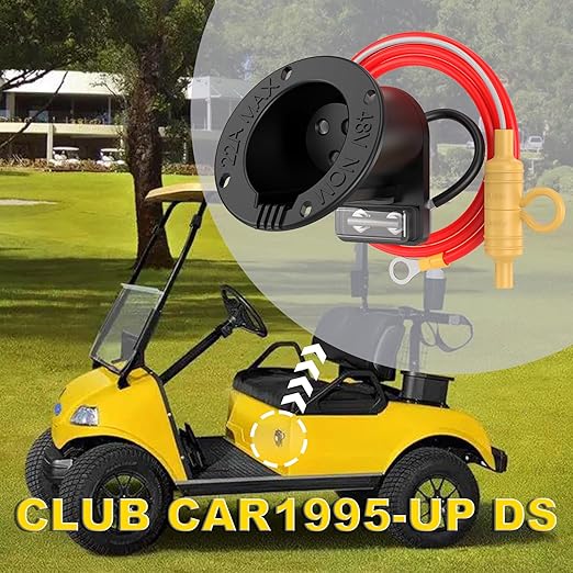 Golf Cart 48V Charger Receptacle with Fuse and Cord for Club Car DS 1995-UP, Club Car DS Charging Port for 1995-UP Golf Cart, OEM# 101802101, 1018021-01,101846801,1018468-01