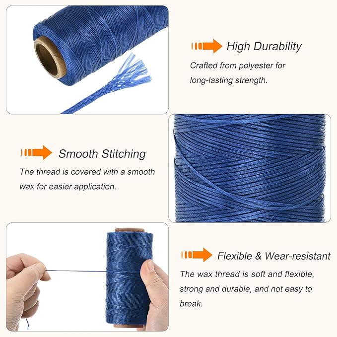 MECCANIXITY Waxed Thread, 197 Yard 1mm 210D Flat Wax Thread Polyester Waxed - Image 3