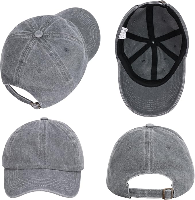 MEINICY 3 Packs Washed-Cotton Plain Baseball Cap, Vintage Adjustable Dad Hats Gift for Men/Women,Unstructured