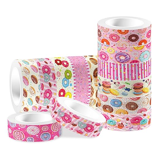 Donut Washi Tape Set 12 Rolls, Cute Washi Tape Candy Cake Gifts Wrapping by AdirasenotekOfficialFlagship
