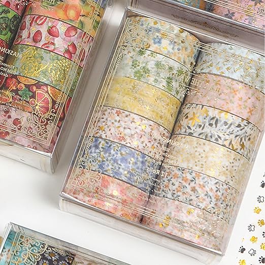 12 Rolls Charming Washi Tape Set Gold Silver Foil Detailing Arts Adhesive Tapes - Image 2