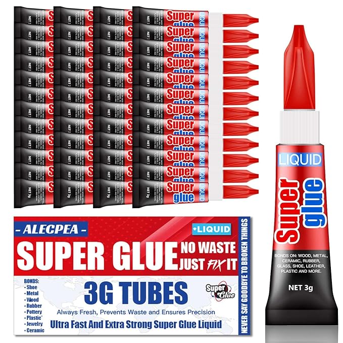 3 Gram Single Use Super Glue Liquid, Super Fast, Thin & Strong Adhesive by ALECPEA