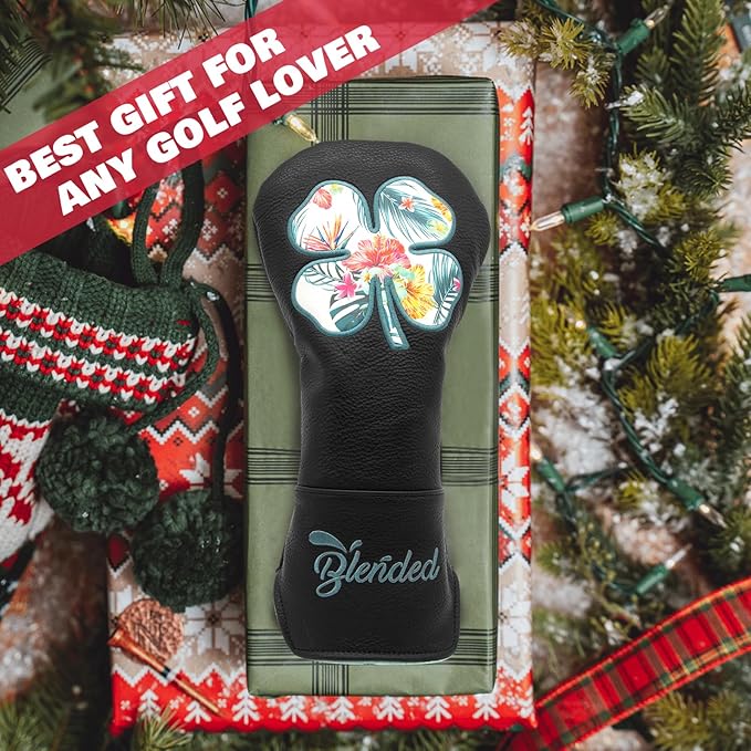 Golf Club Covers White Lucky Clover Golf Head Covers Driver Covers Fariway Wood Headcover Hybrid Covers Leather Golf Headcover with Number Tag for All Brand