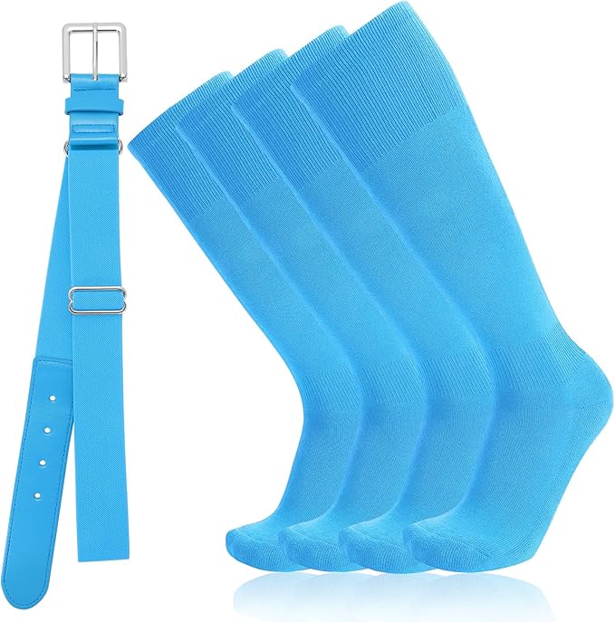 Baseball Socks and Belt Combo for Youth Adult - Softball Sock and Belt for Boys and Girls (2 Pairs of Socks & 1 Belt)