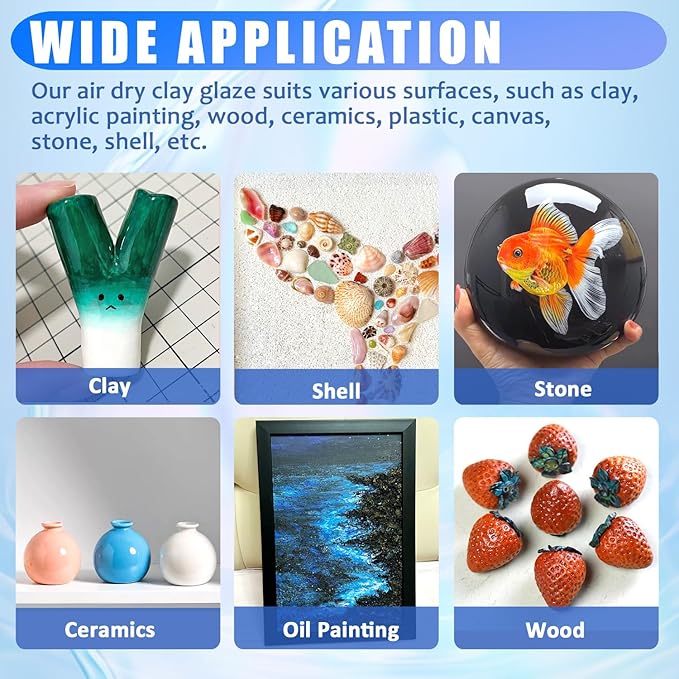 3 Packs Air Dry Clay Varnish, 180ml Air Dry Clay Glaze, Polymer Clay Glaze - Image 4