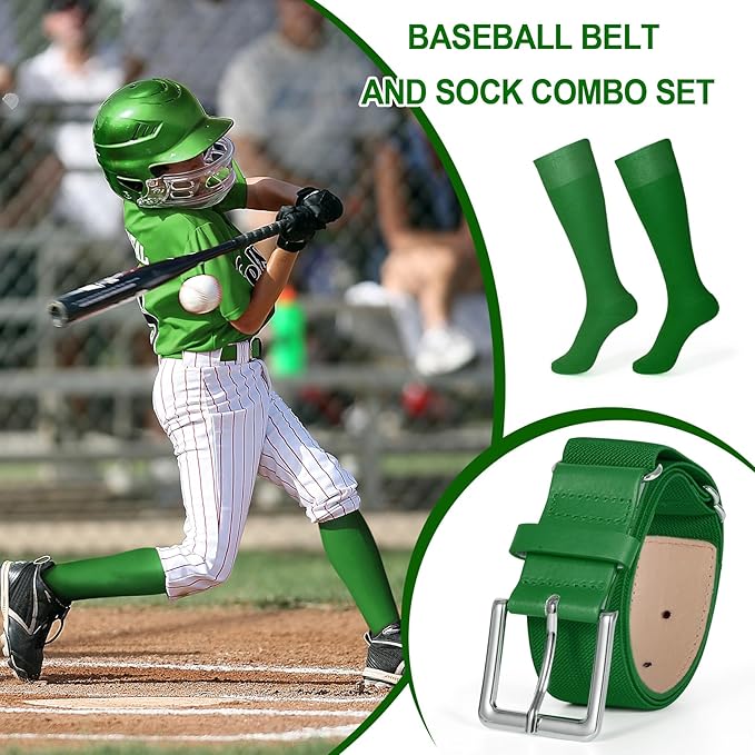 XZQTIVE Baseball Softball Socks and Baseball Softball Belt Combo Set Knee-High Soccer Socks for Kids Youth Adult