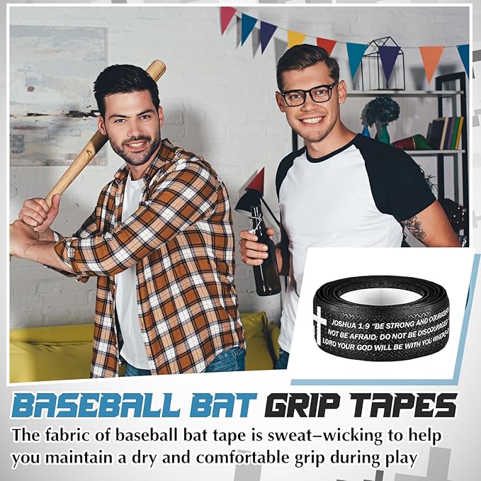 Pushglossy Christian Baseball Bat Grip Tapes 1.5mm Faith Cross Bat Grip Tape, Precut Full Adhesive Baseball Wrist Tape Scripture Design Non-Slip Religious Baseballs Grips Tapes