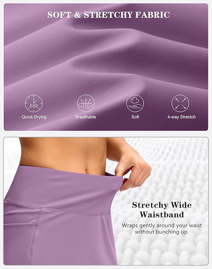Women's Golf Skirts Skort 4 Side Pockets High Waisted Stretchy Tennis Skirt with Short Athletic Casual
