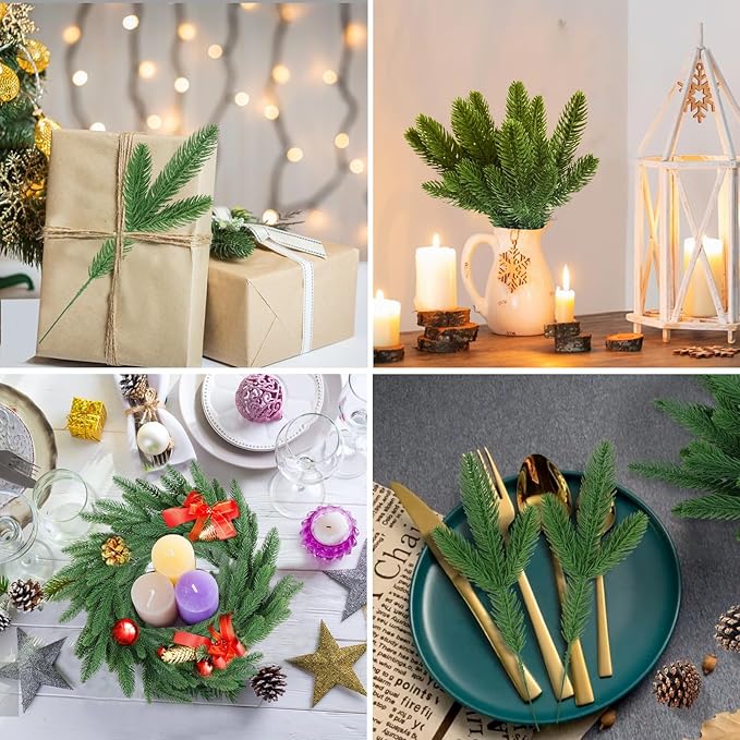 Hananona 50 Pcs Artificial Pine Branches Christmas Greenery Plants Pine Needles - Image 6