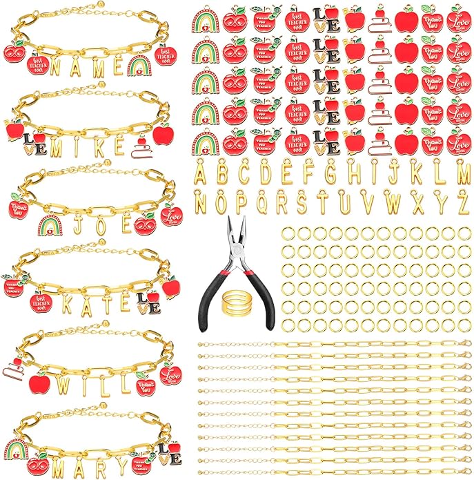 Kigeli 394 Pcs Sports Bracelets for Women DIY Game Bracelets kit Softball Baseball Football Jewelry Crafts Adjustable Gold Letter Charms Keychain for Team Sport Lovers Gifts