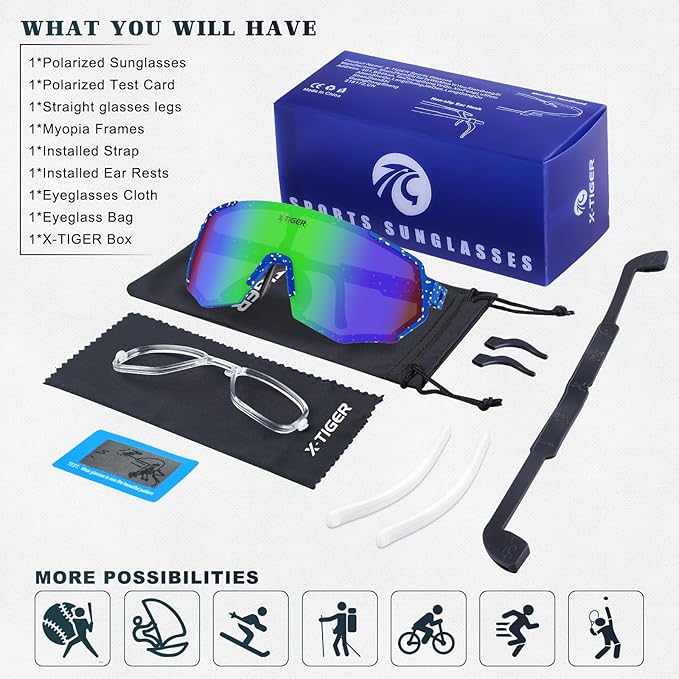 X-TIGER Polarized Youth Baseball Sunglasses UV400 Kids Sunglasses Boys Girls 8-12 Youth for Softball Cycling Sports Glasses