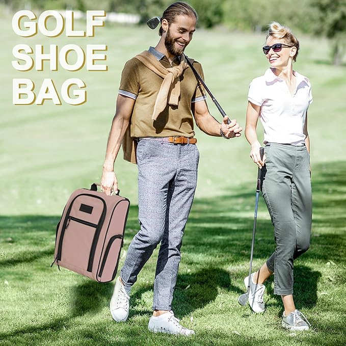 Goloni Golf Shoe Bag for Men Women, Ventilated Golf Shoe Bag with Side Pockets, Lightweight Portable Golf Shoe Carrier for Golf Shoes, Tees, Balls & Accessories,Light Pink