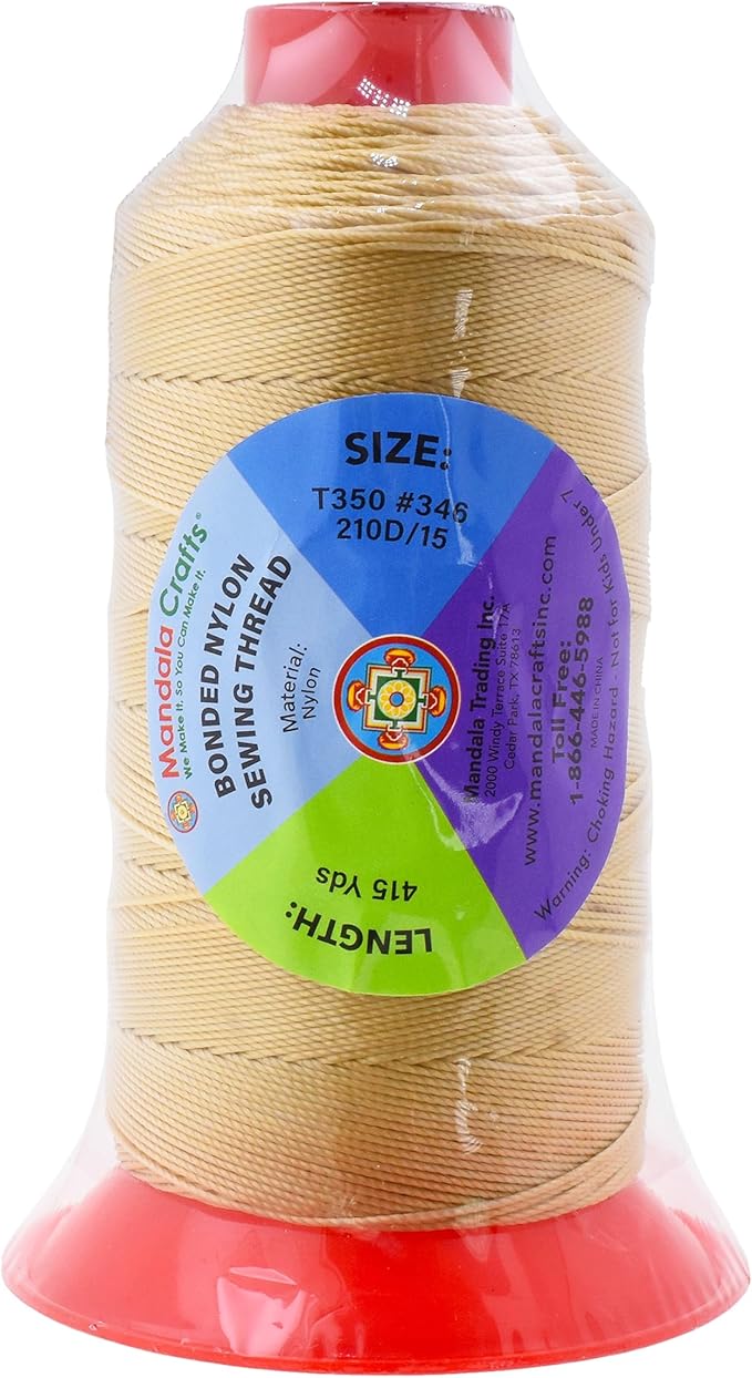 Mandala Crafts Bonded Nylon Thread Tan Heavy Duty Sewing Threads - Image 3
