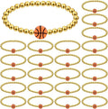 Tondiamo 24 Pcs Cheer Baseball Softball Soccer Basketball Football Tennis Bracelets Gifts Bulk Beaded Stretch Bracelets Charm Gifts Sport Jewelry Party Favors Supplies