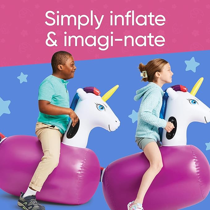 Hearthsong Hop N Go Inflatable Unicorn Riding Bouncy Hopping Toys - Image 2