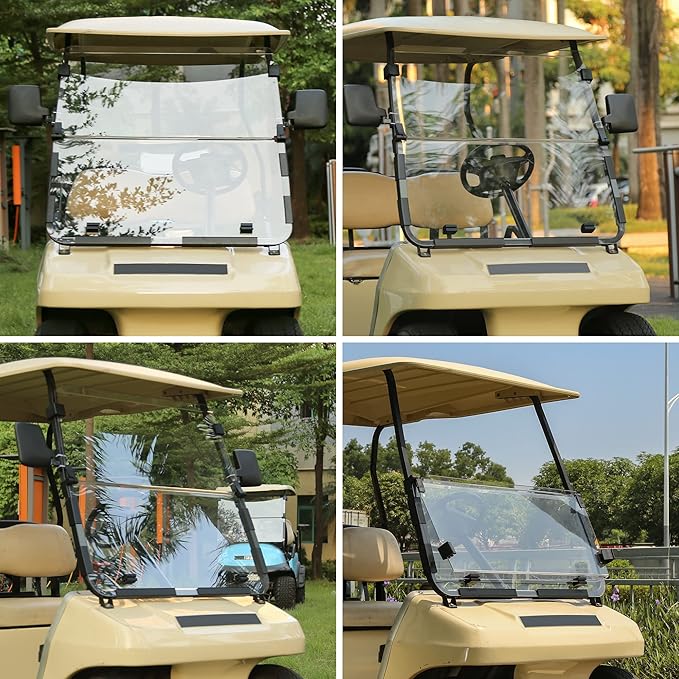 10L0L Foldable Golf Cart Windshield for Club Car DS 1982-2000 (Gas & Electric) - Tinted UV Protection, Impact Resistant Acrylic, Lightweight (Clear)
