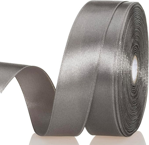 1 Inch Steel Gray Solid Satin Ribbon, 50 Yards Craft Fabric Ribbon by YASEO