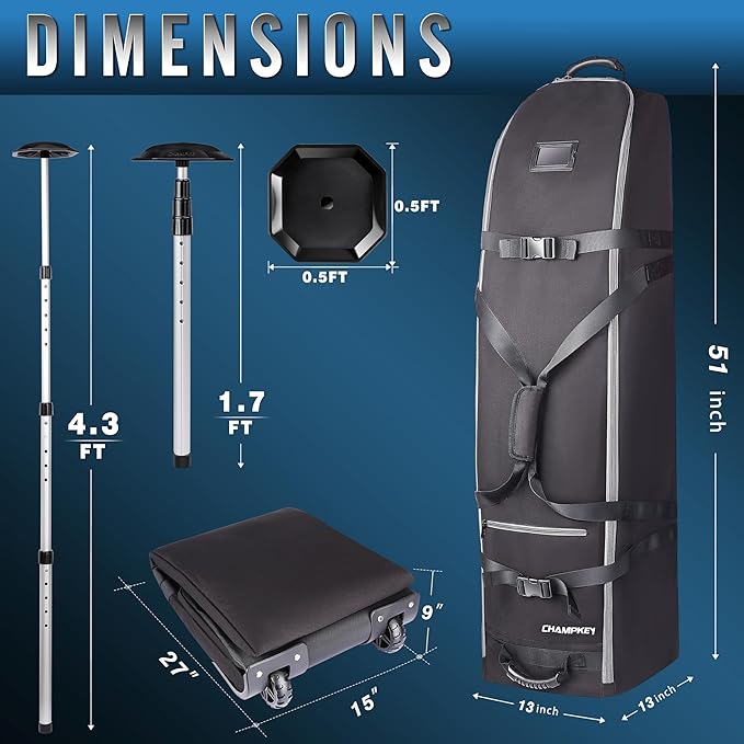 CHAMPKEY Premium Soft-Padded Golf Travel Bags for Airlines - Travel Golf Gags for Airlines with Premium Oxford Fabric and Oversized Wheels