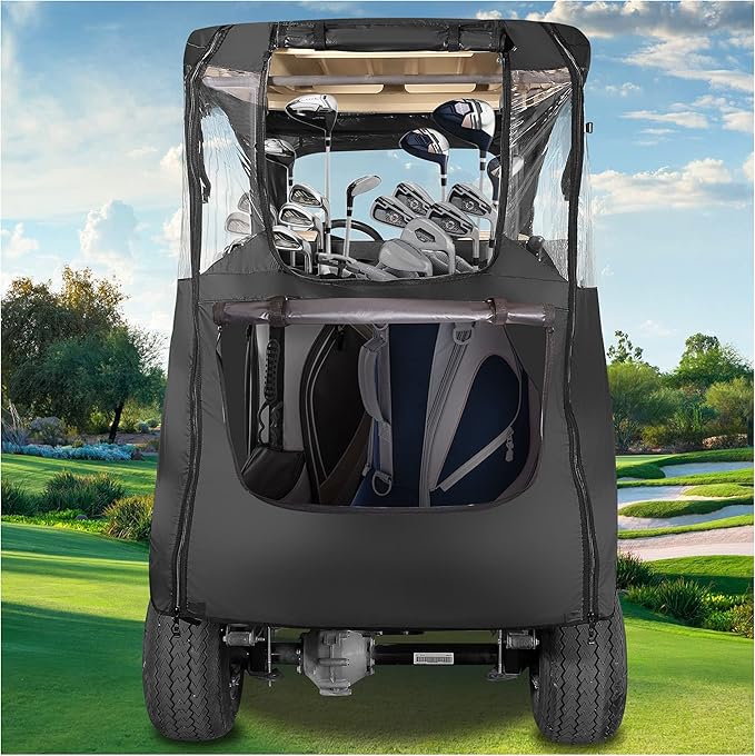 10L0L Deluxe 2 Passenger Enclosure for Club Car Precedent, Onward & Tempo Golf Cart, 4-Sided Clear PVC Window Rain Cover with Zipper Entry（NOT fit Yamaha）