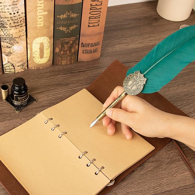 Quill pen ink set, Feather Pen and Ink Set, Antique Calligraphy Pen - Image 6