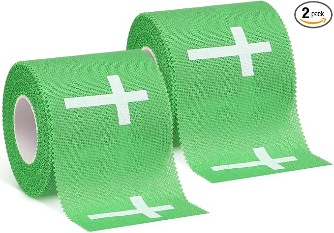 MiniInflat 2 Pcs Christian Cross Athletic Tape Sports Tape 2in x 23ft Religion Jesus Wrist Wrap for Soccer Football Baseball, Gift for Graduation Teacher Nurses Week Pentecost(Green,Crosses)