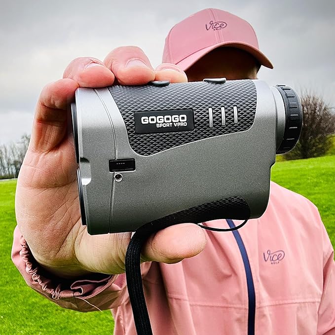 Gogogo Sport Vpro VRP Golf Rangefinder with Slope Switch, 1500/2500 yd, 7X Magnification, Magnet Stripe, ±0.3yd Accuracy, Rechargeable Range Finders for Golfing/Hunting,Golf Accessories