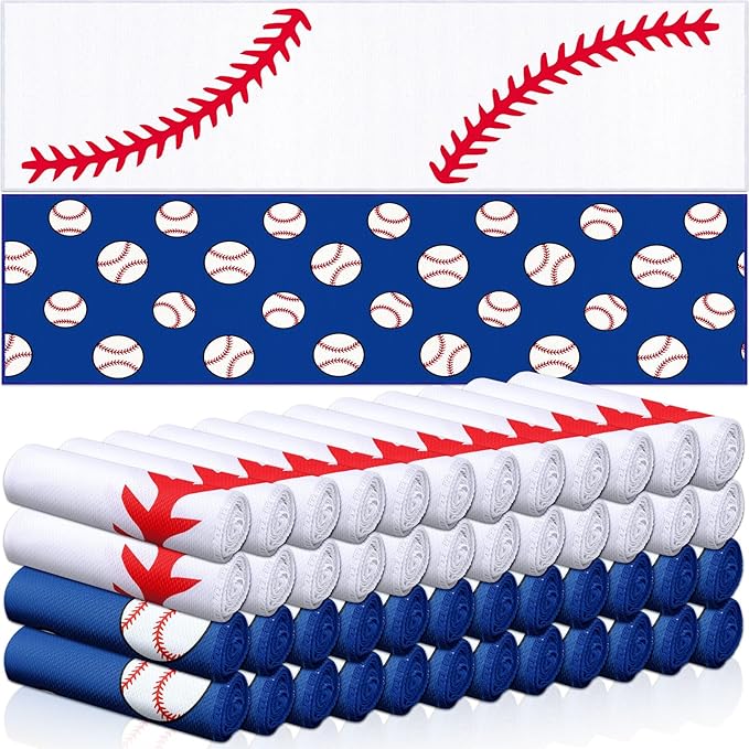 FuWeave 50 Pcs Sports Cooling Towels Baseball Basketball Softball Breathable Soccer Football Volleyball Microfiber Ice Towel Fast Drying for Party Favors Team Gift (Baseball,40 x 12 Inch)