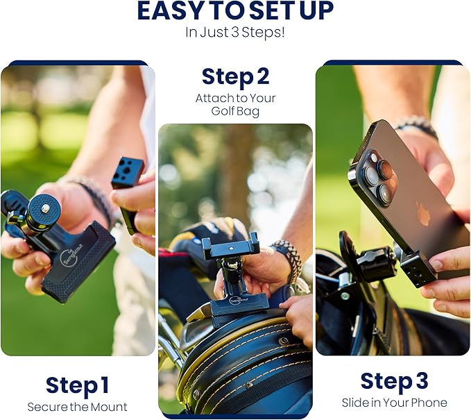 Record Your Golf Swing | Golf Bag Phone Holder | Clip to Your Golf Bag | No Extra Equipment Needed | Quick Setup | Fits Any Cellphone | Perfect Golf Gift
