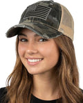 Funky Junque Trucker Hat for Women – Distressed Low Profile Western Camo Baseball Cap with Mesh, Trendy and Adjustable Fit
