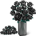 Black Roses Bouquet Building Set, DIY Floral Home Office Decor by Booyuer