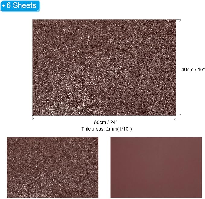 PATIKIL 2mm Thick Non Adhesive Glitter Foam Sheet 16x24inch Coffee, EVA Shiny - Image 2