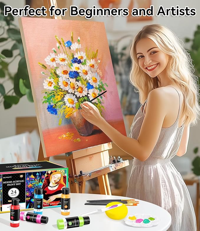 40 PCS Classic & Glow in the Dark Acrylic Paint Set - Image 6
