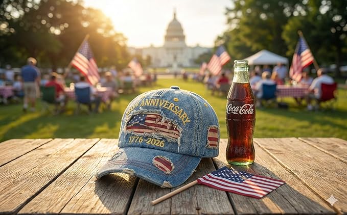 USA 250th Anniversary Hat, Adjustable 250th Anniversary Printed Patriotic Baseball Caps, Tribute Retro Washed Hat