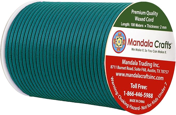 Mandala Crafts 2mm 109 Yards Teal Cotton Waxed Cord - Image 2