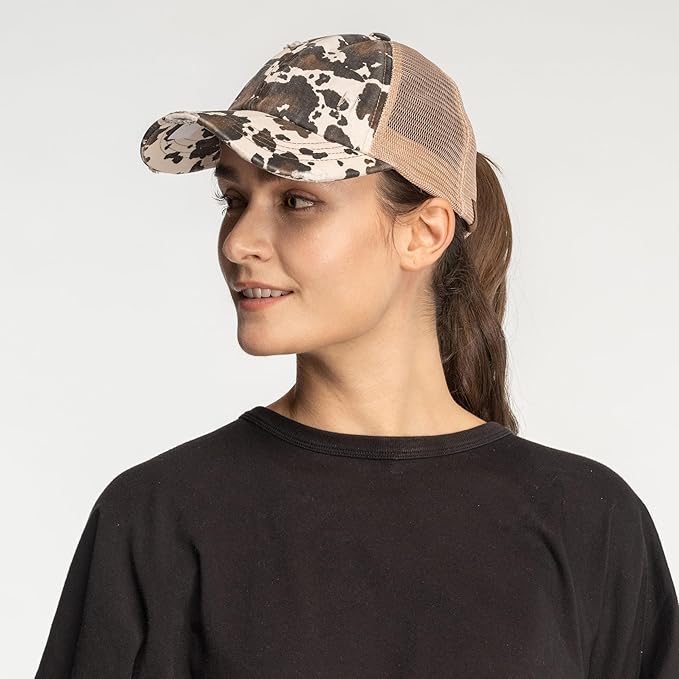 C.C Ponycap Messy High Bun Ponytail Adjustable Glitter Mesh Trucker Baseball Cap