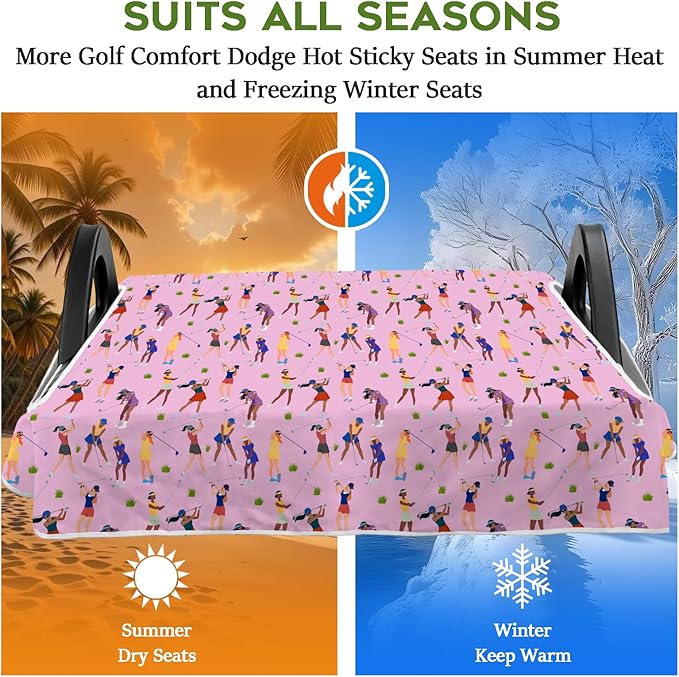 Golf Cart Seat Covers Club Car Golf Cart Accessories for Men Women Golf Carts Seat Towel Blanket 2-Seat Golf Cart Decorations