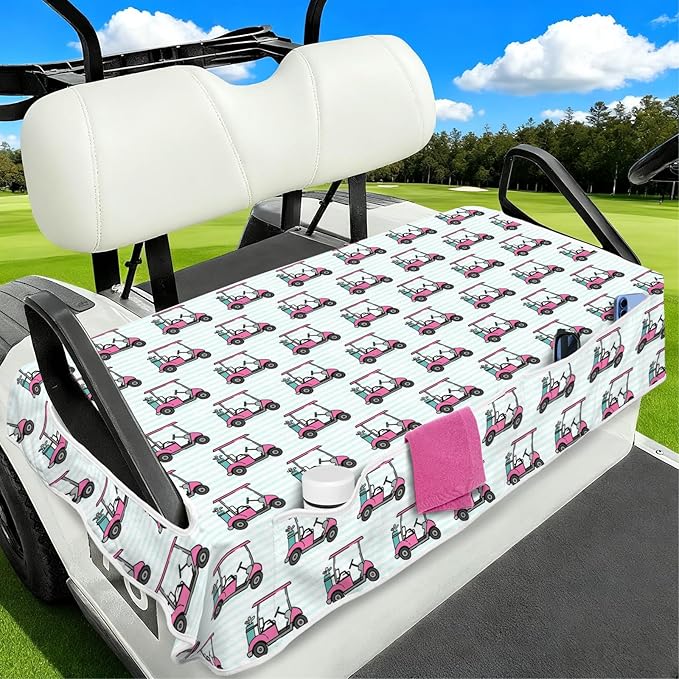 Golf Cart Seat Covers Club Car Golf Cart Accessories 4 Pockets Golf Carts Seat Towel Blanket for Men Women Golf Cart Decor