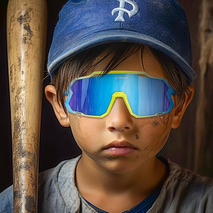 X-TIGER Kids Sunglasses Polarized Youth Baseball Sunglasses for 8-14 boys girls UV400 Sports Softball Cycling Glasses