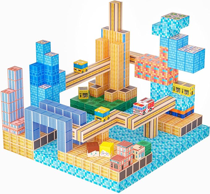 Magnetic Blocks, Modern City Edtion, Magnetic Building Cubes Boys & Girls Toys - Image 8
